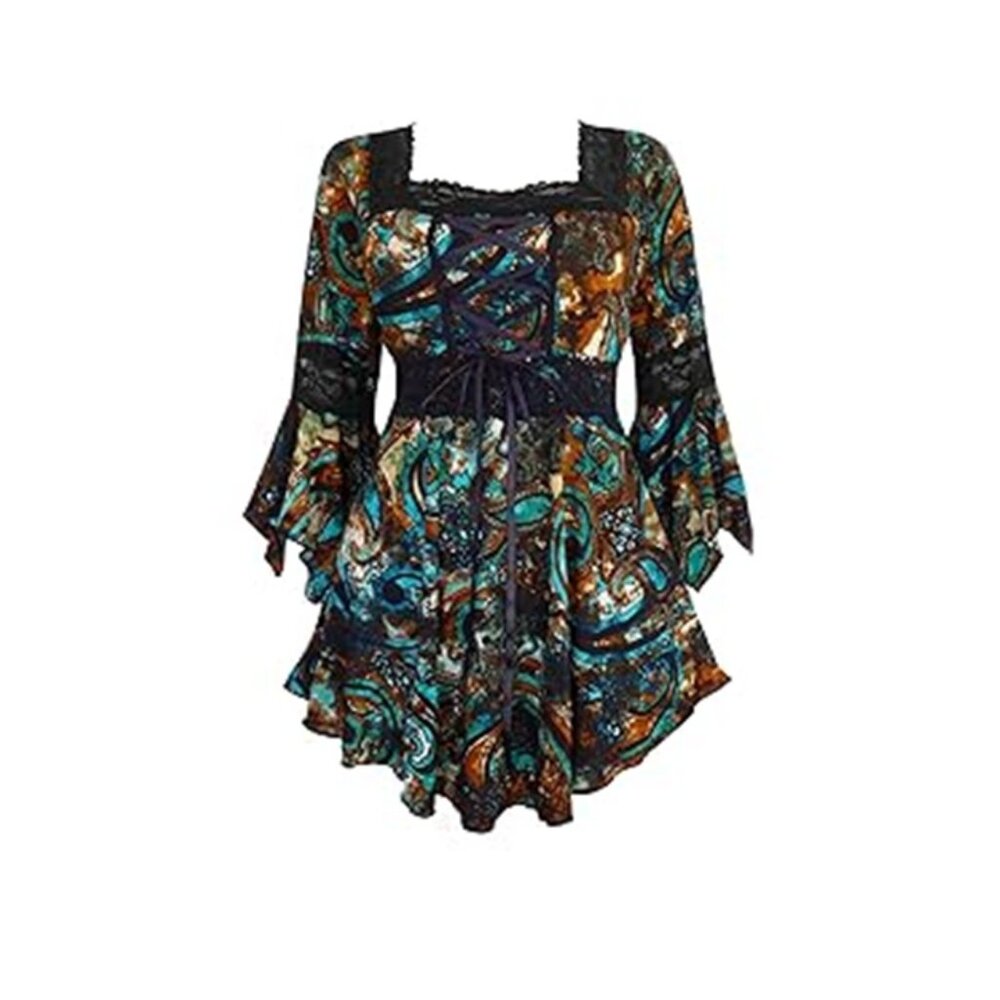 Like New Dare to Wear Renaissance Corset Top, Atlantis, 1X, Boho Gothic